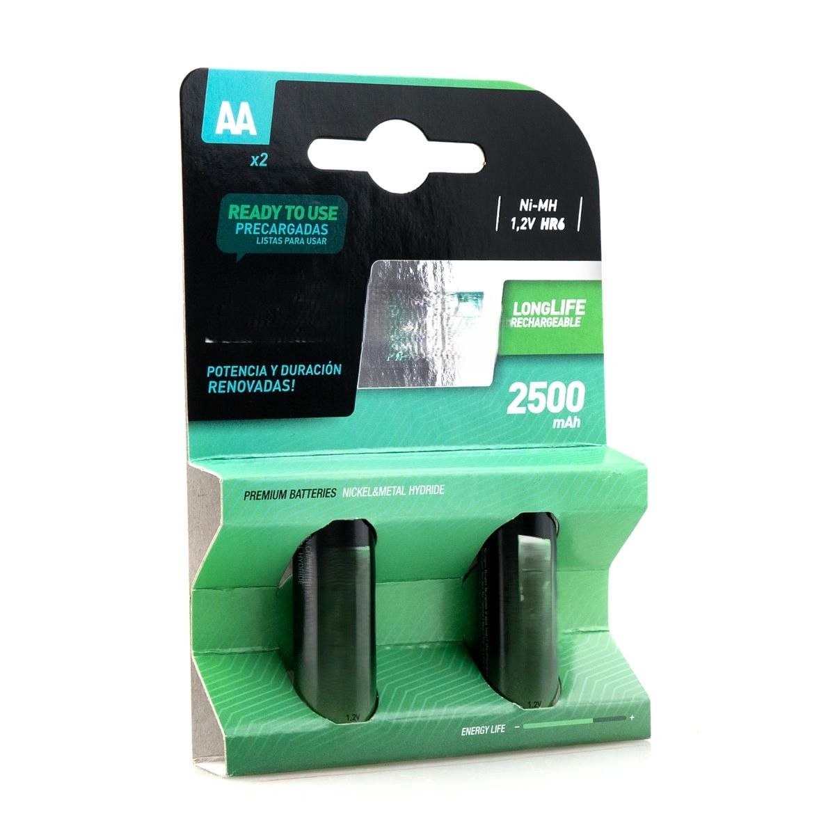 pila recargable hr06 2500mah, compatible con dispositivos electrónicos, ideal para cámaras, juguetes y equipos portátiles.