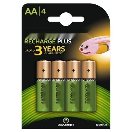 pack de 4 pilas recargables aa 1.2v, duraderas y eficaces, ideales para dispositivos electrónicos y juguetes.