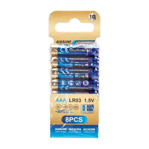 pila alcalina AAA (LR03) 1.5V, 8 unidades, ideal para dispositivos electrónicos y juguetes.