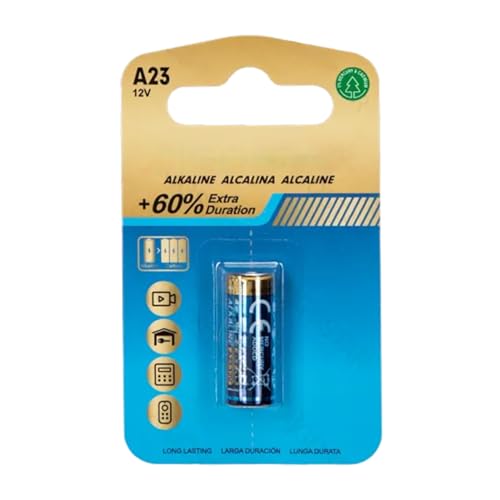 pila alcalina 23 A 12 V, ideal para dispositivos electrónicos y juguetes, garantiza un rendimiento óptimo y duradero.