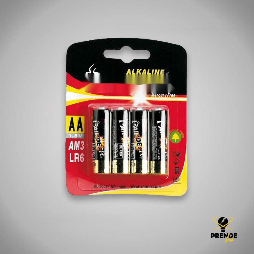 pila alcalina lr6, 4 unidades, larga duración, capacidad, ideal para dispositivos electrónicos, juguetes y controles remotos.