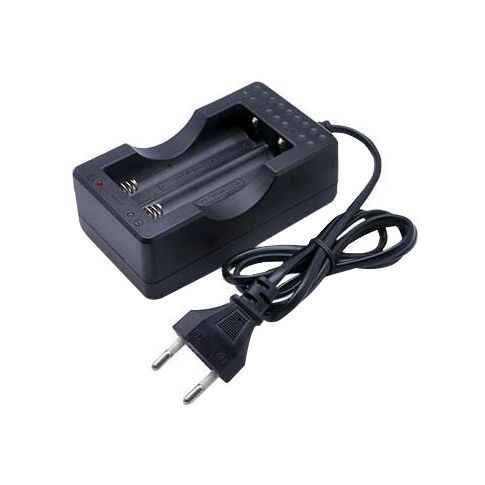 cargador de pilas 2x18650 con indicación led y protección contra sobrecarga, ideal para recargar baterías recargables.