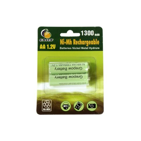 pila recargable aa ni-mh 1300mah 1.2v, 2 unidades, ideal para dispositivos electrónicos, juguetes y aparatos de uso diario.
