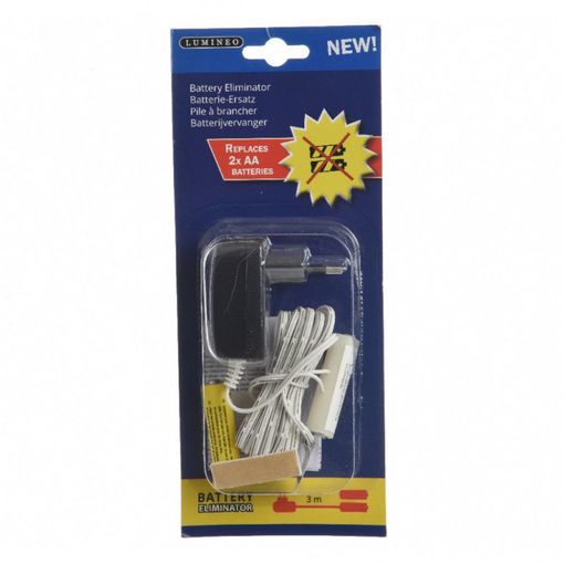 eliminador de pilas 3v para interiores, compatible con dispositivos que utilizan 2xaa; ideal para ahorrar energía y reducir residuos.