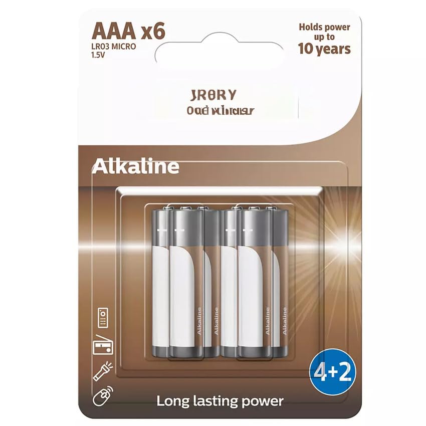 pila AAA/LR03 alcalina, Paquete 6 uds, 30% más Durabilidad, Dispositivos cotidianos de Mucho Consumo